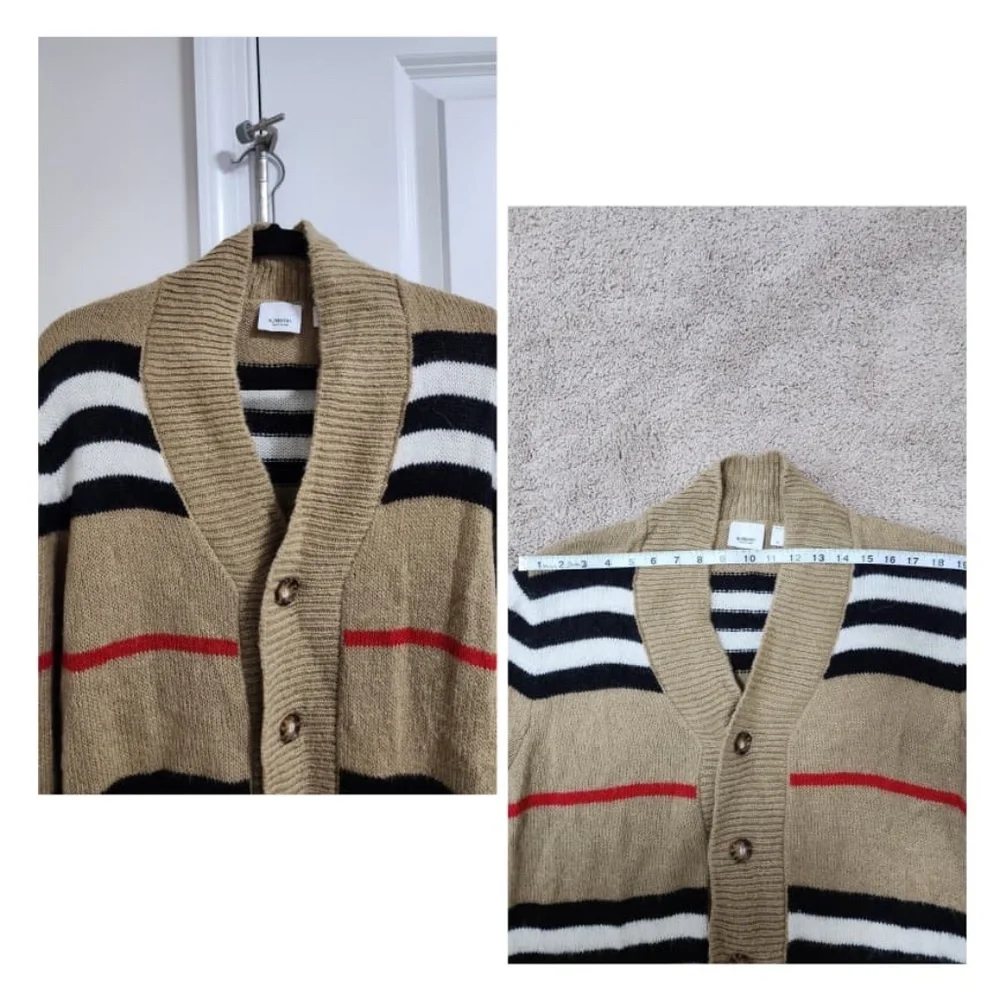 Authentic Burberry Women's Striped V-Neck Button Cardigan Mohair Blend - Picture 8 of 12